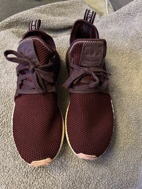 adidas Deep Burgundy Knit Lace-Up Sneakers
